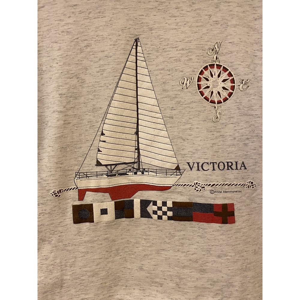Victoria Sailboat Graphic T-Shirt M Vintage Single Stitch - Picture 4 of 8